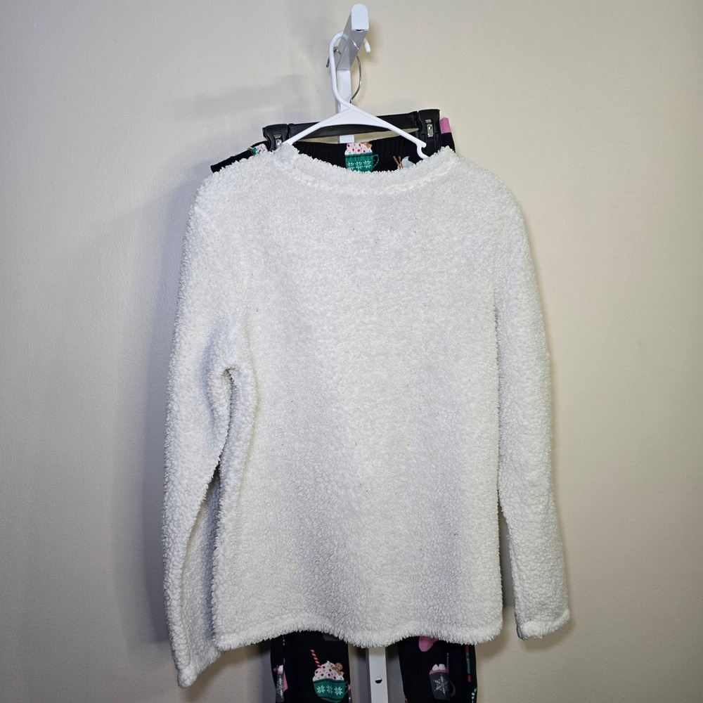 Holiday Time Cozy Sherpa Fleece Pajama Set Womens Small Hot Cocoa Print sz S - Picture 4 of 7
